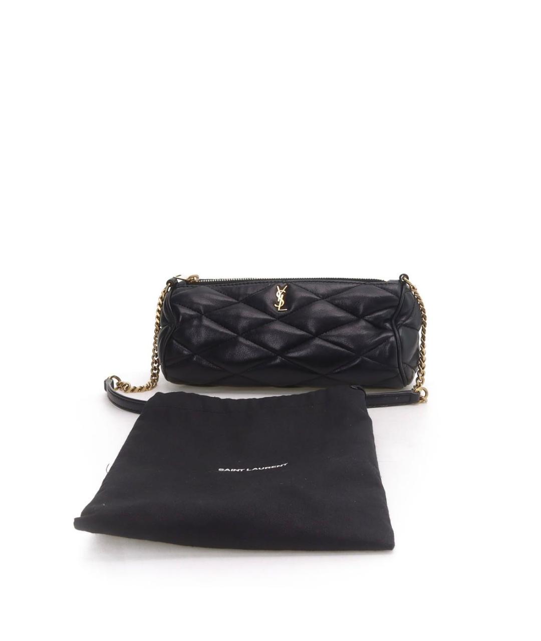 SAINT LAURENT Черная кожаная сумка с короткими ручками, фото 5