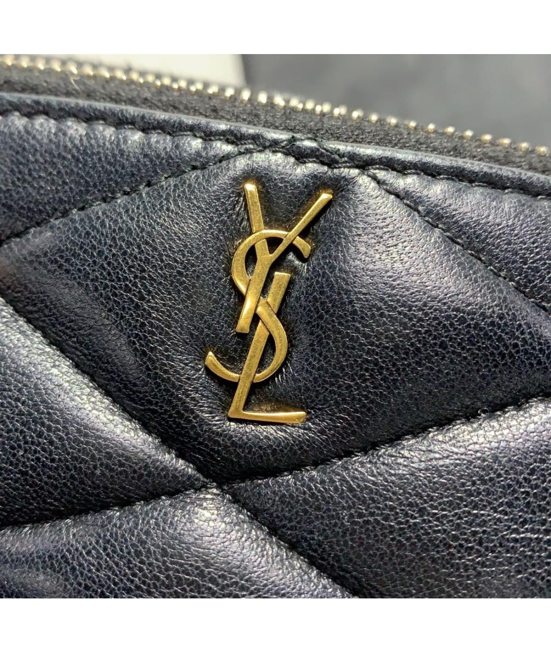 SAINT LAURENT Черная кожаная сумка с короткими ручками, фото 6