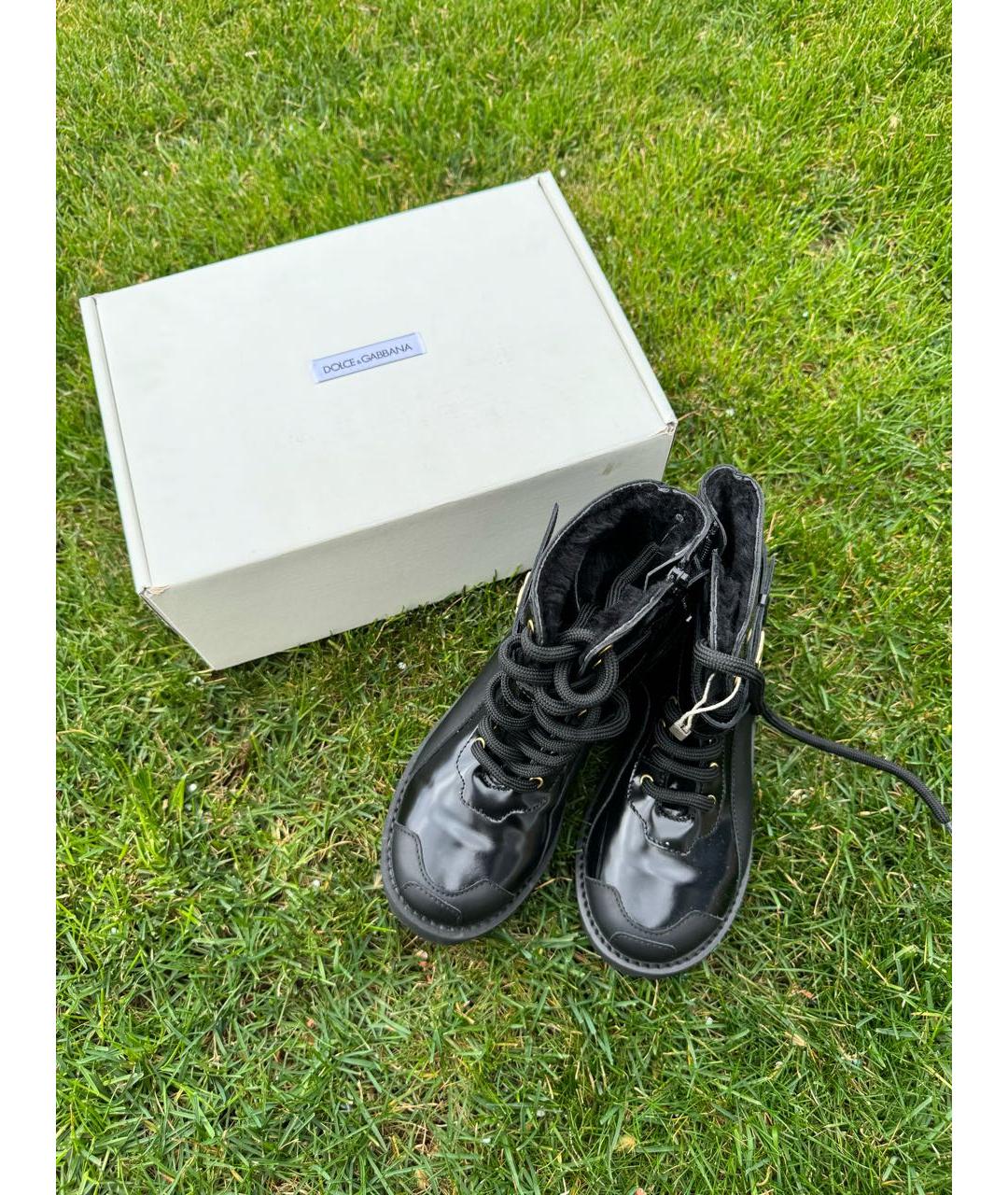 DOLCE&GABBANA Черные кожаные сапоги, фото 4