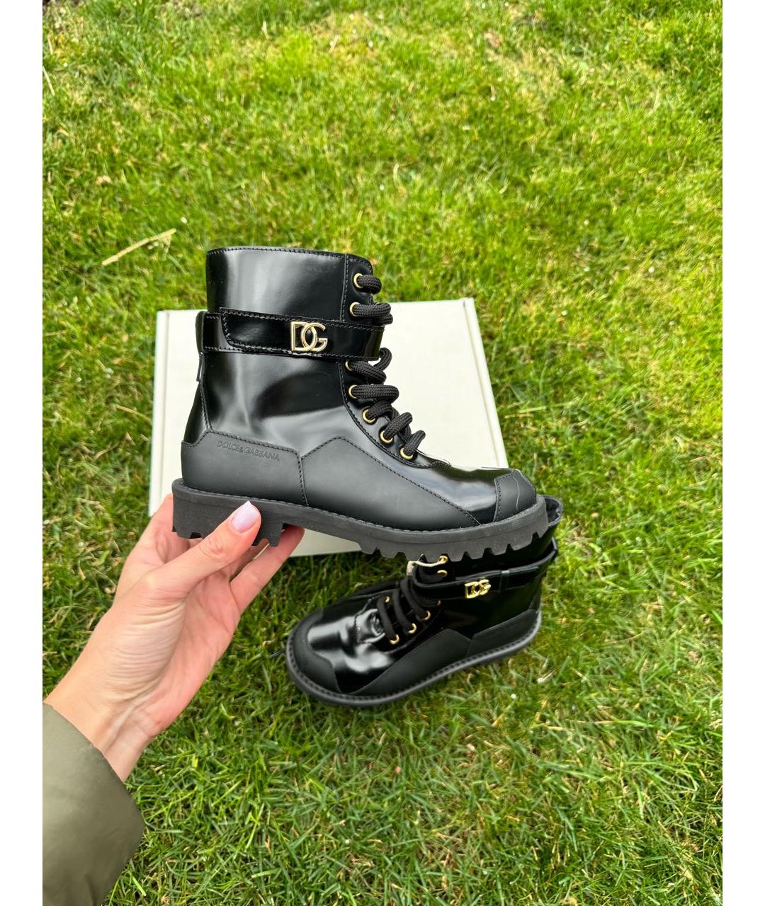 DOLCE&GABBANA Черные кожаные сапоги, фото 3