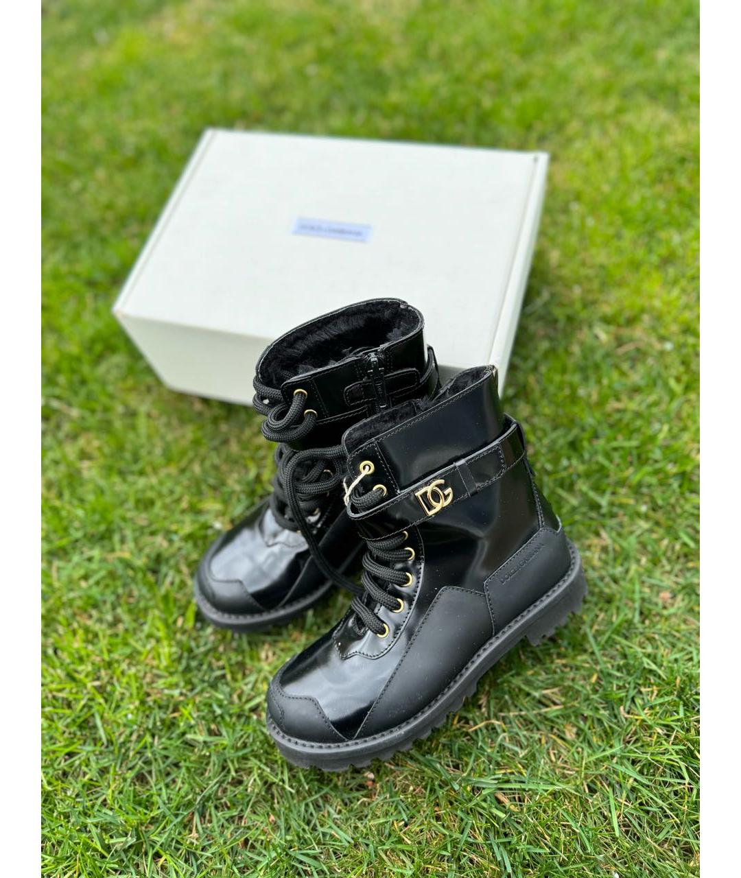 DOLCE&GABBANA Черные кожаные сапоги, фото 2