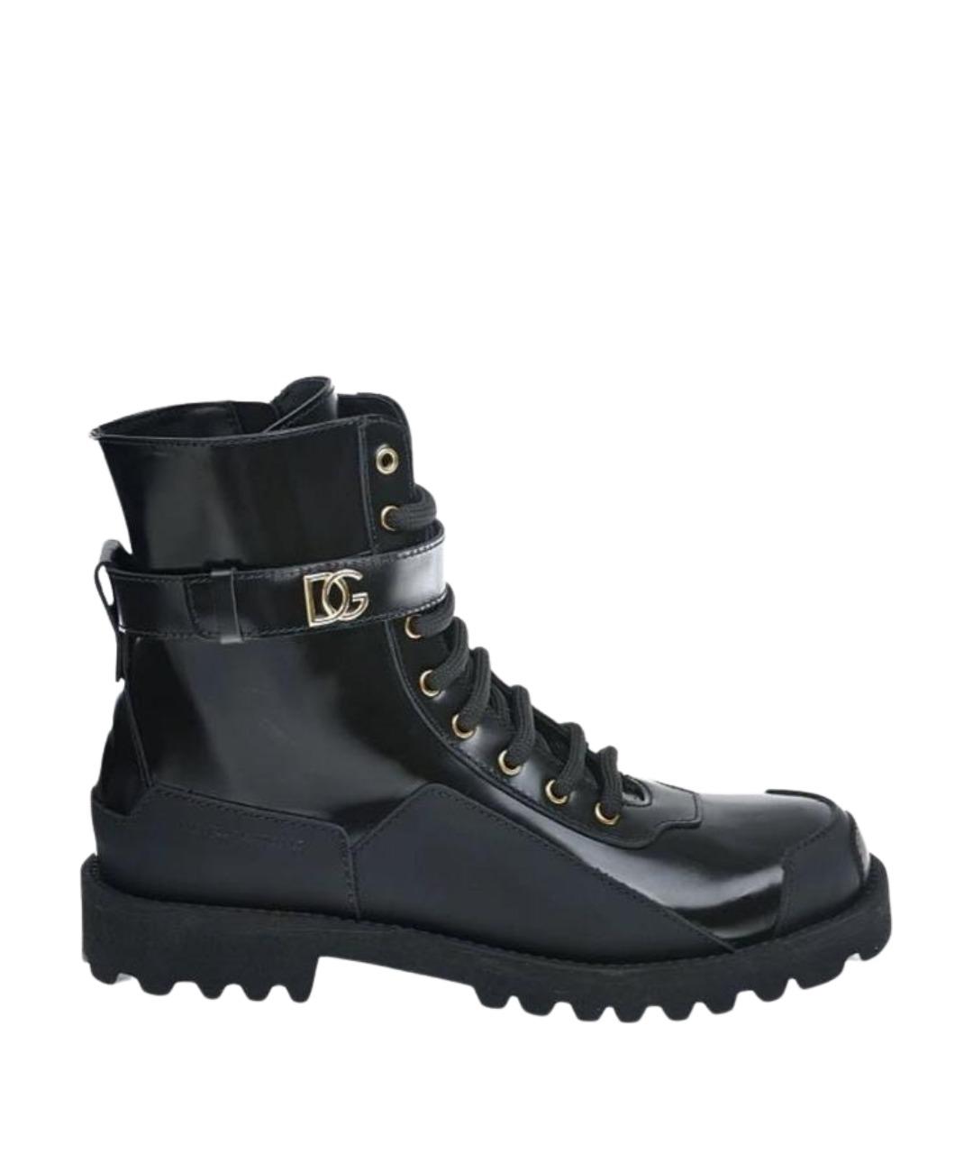 DOLCE&GABBANA Черные кожаные сапоги, фото 1