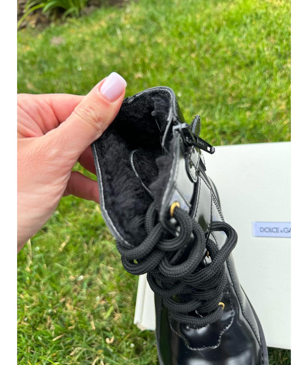 DOLCE&GABBANA Черные кожаные сапоги, фото 5