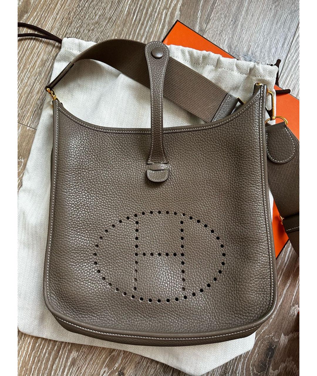 HERMES Коричневая кожаная сумка через плечо, фото 6