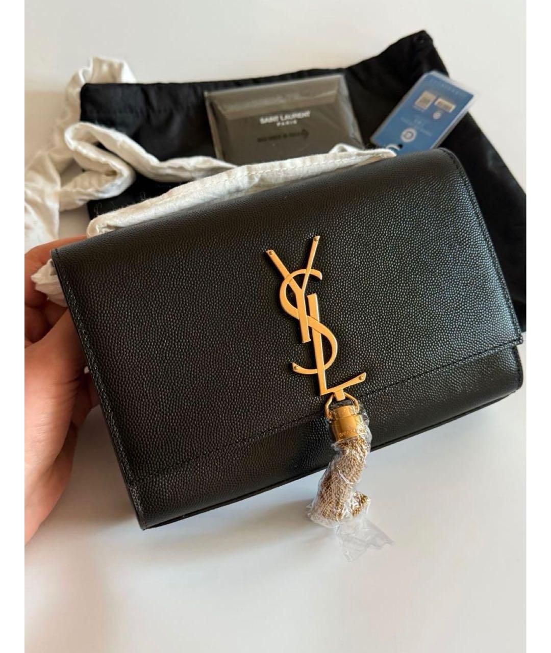 SAINT LAURENT Черная кожаная сумка через плечо, фото 2