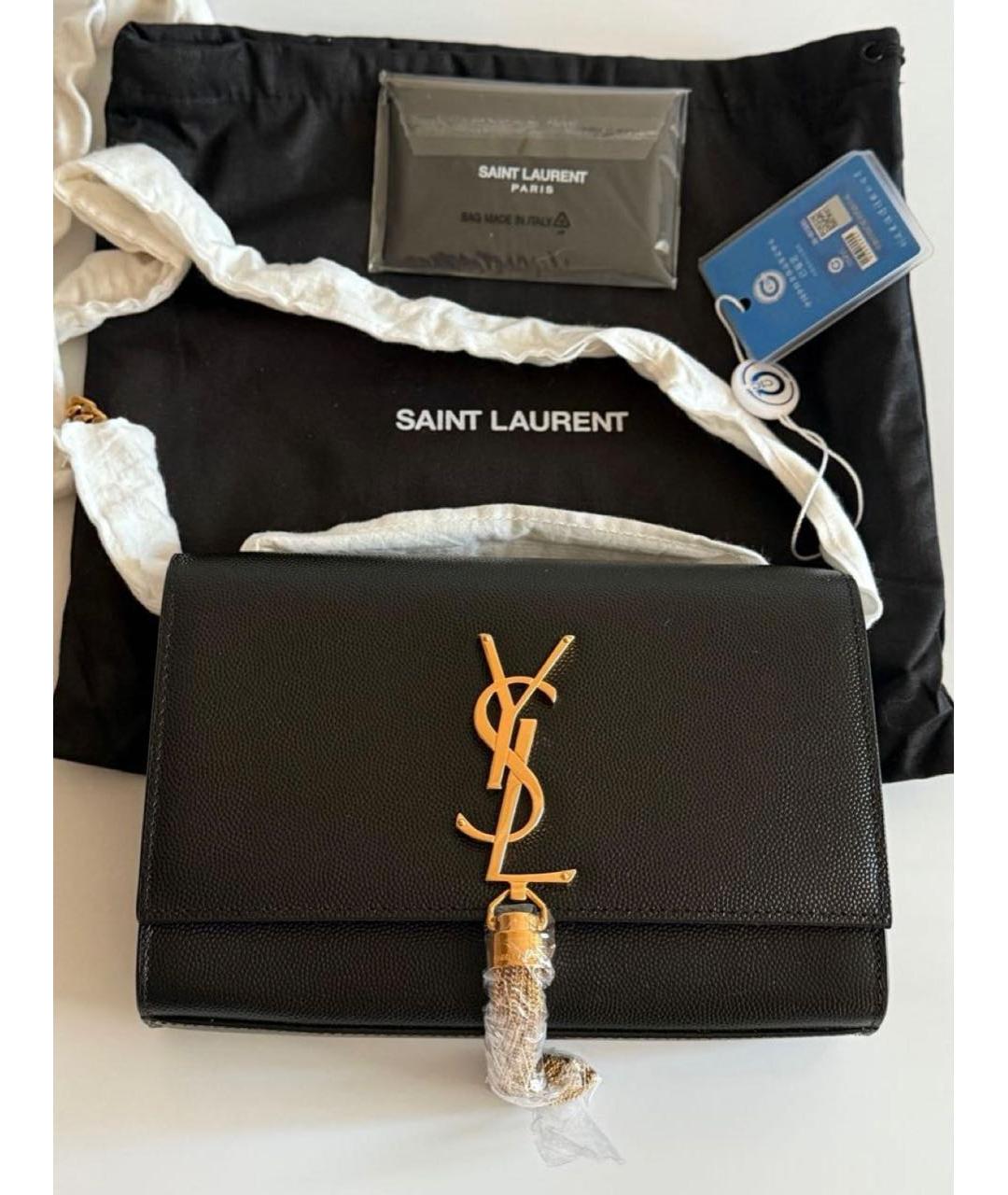 SAINT LAURENT Черная кожаная сумка через плечо, фото 4