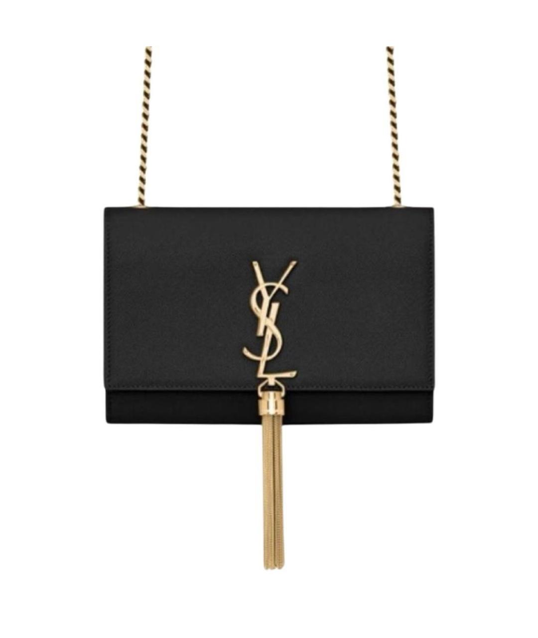 SAINT LAURENT Черная кожаная сумка через плечо, фото 5