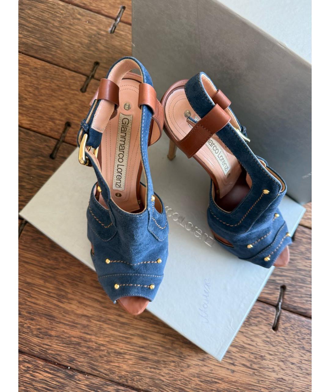 GIAN MARCO LORENZI Темно-синие замшевые туфли, фото 3