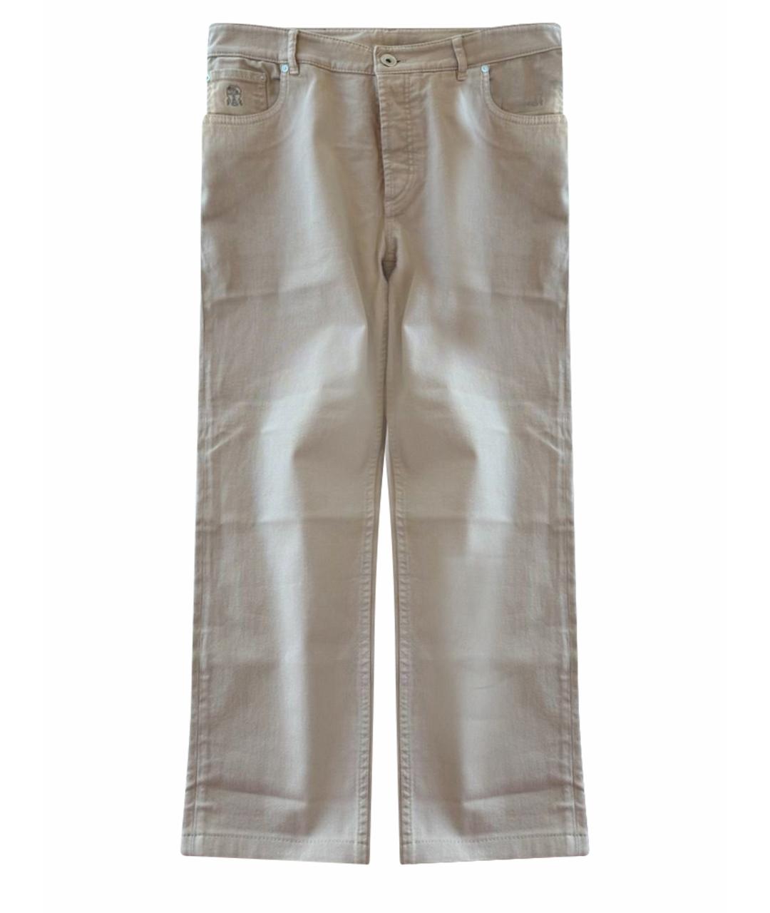 BRUNELLO CUCINELLI Бежевые хлопковые прямые джинсы, фото 1