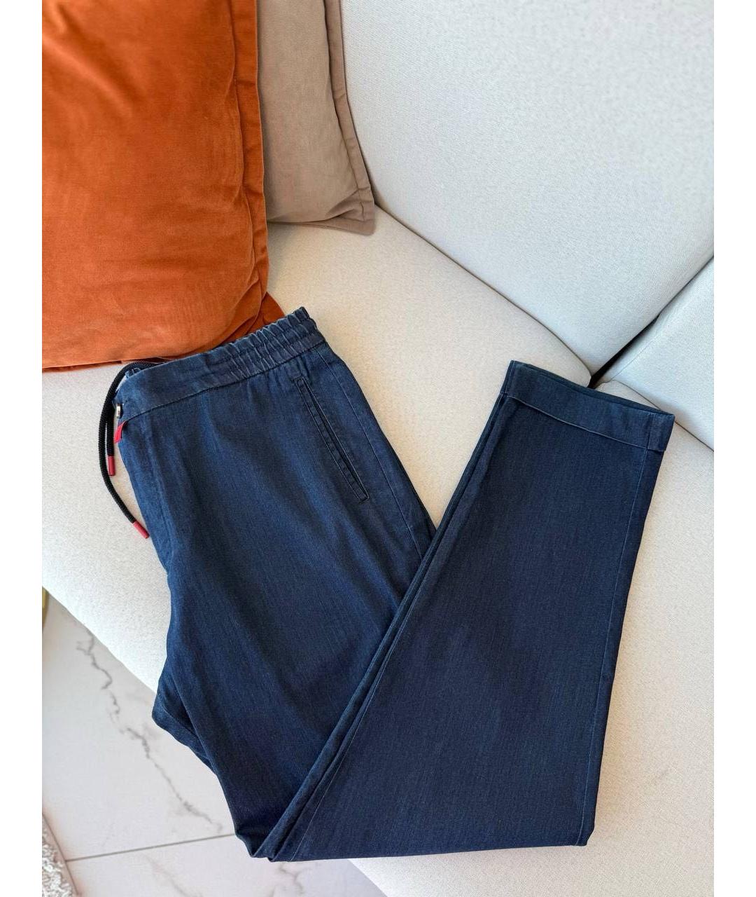 KITON Темно-синие хлопковые повседневные брюки, фото 8