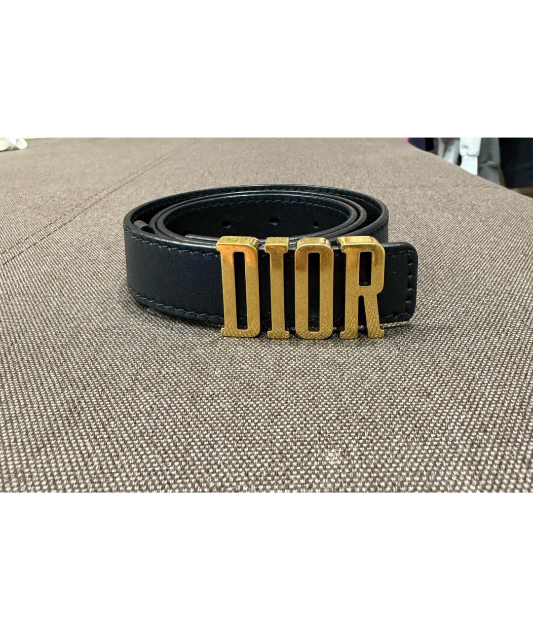 CHRISTIAN DIOR Черный кожаный ремень, фото 2