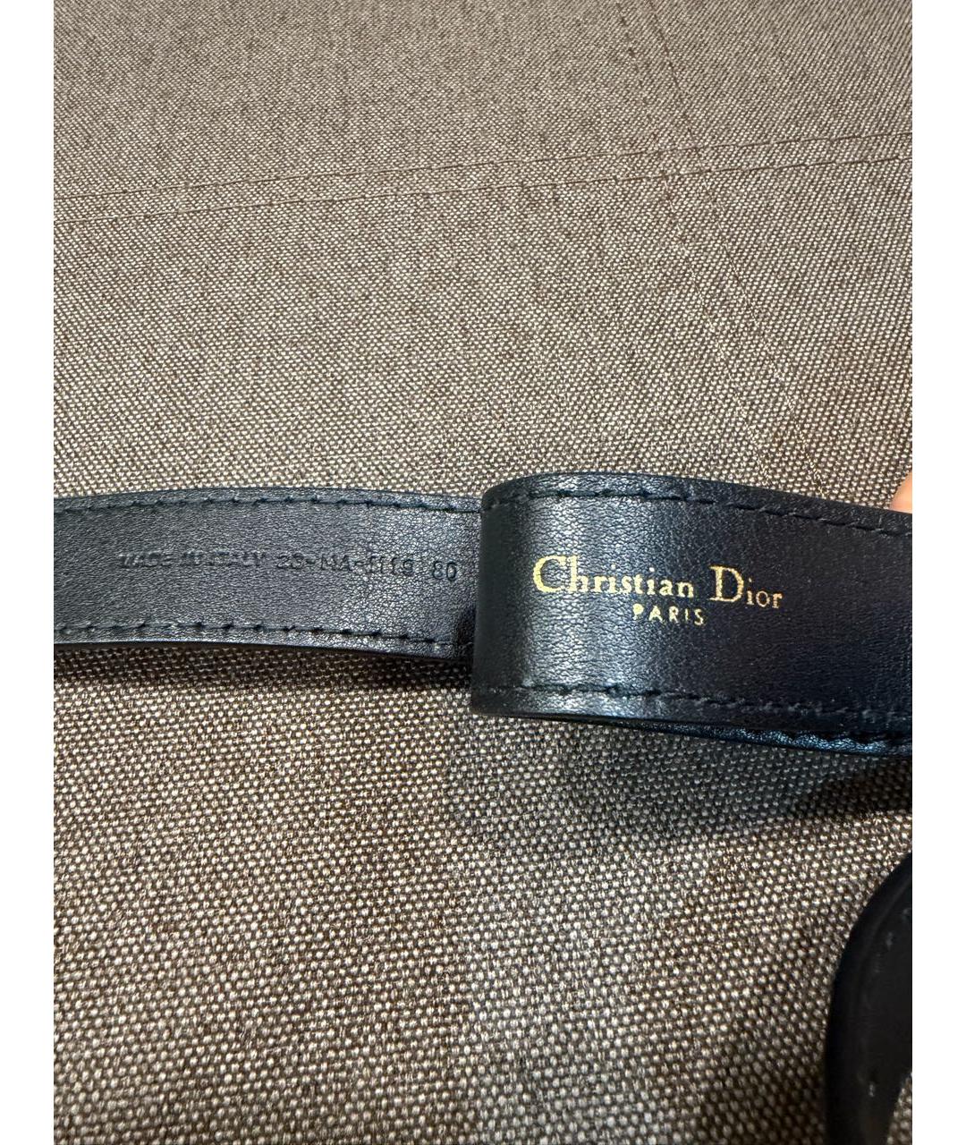 CHRISTIAN DIOR Черный кожаный ремень, фото 4