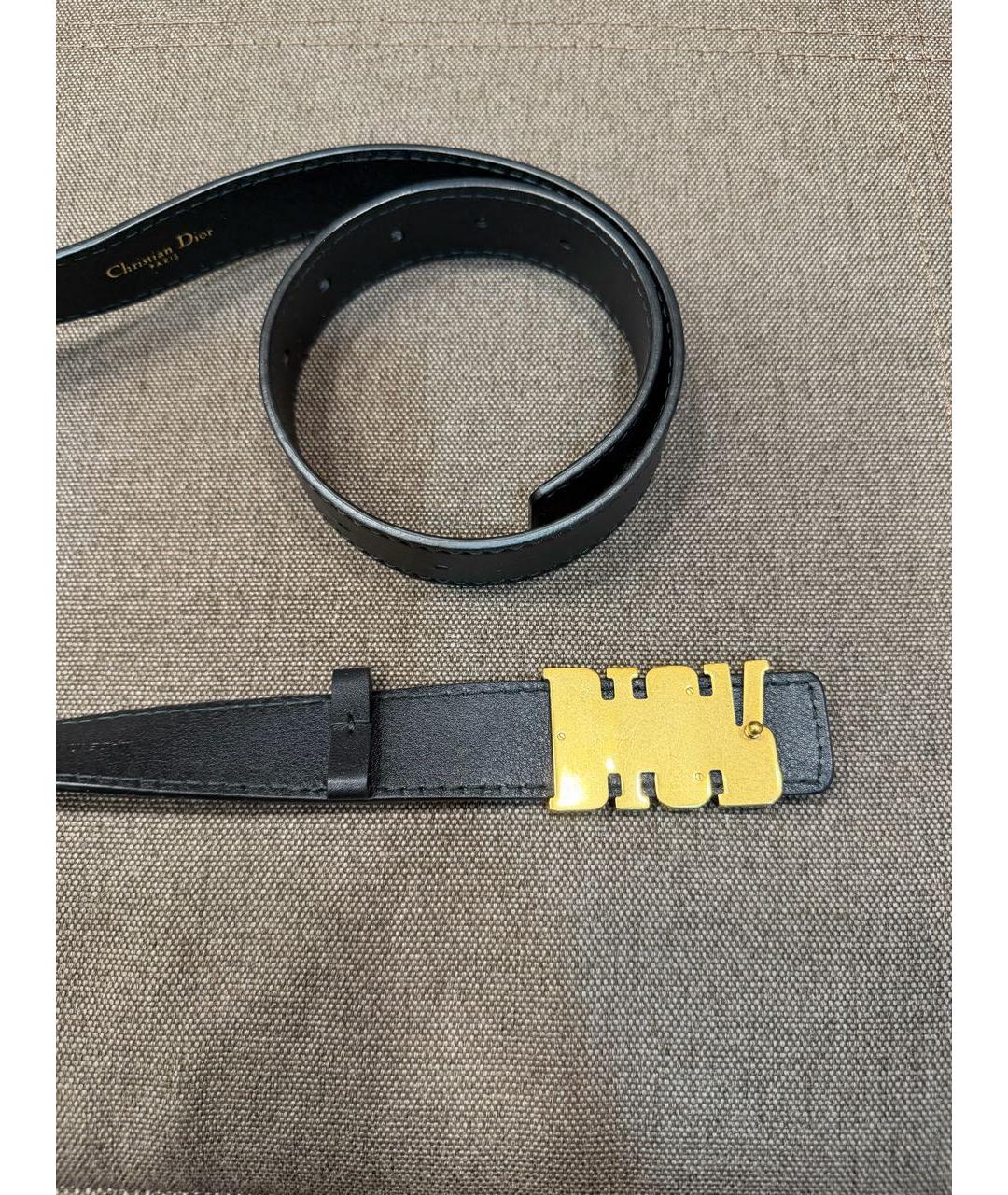 CHRISTIAN DIOR Черный кожаный ремень, фото 8
