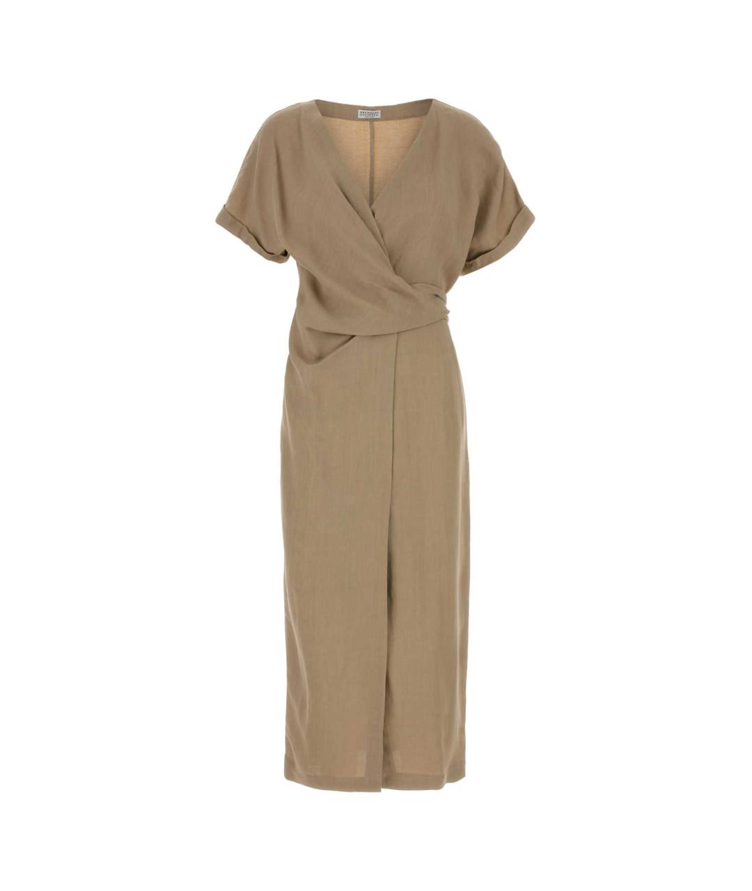 BRUNELLO CUCINELLI Бежевое вискозное платье, фото 1