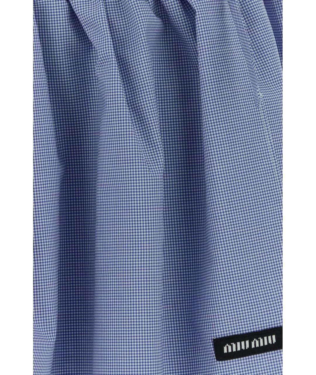 MIU MIU Голубая хлопковая юбка мини, фото 3