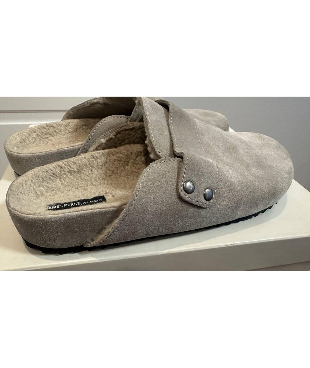 JAMES PERSE Бежевые замшевые сабо, фото 8