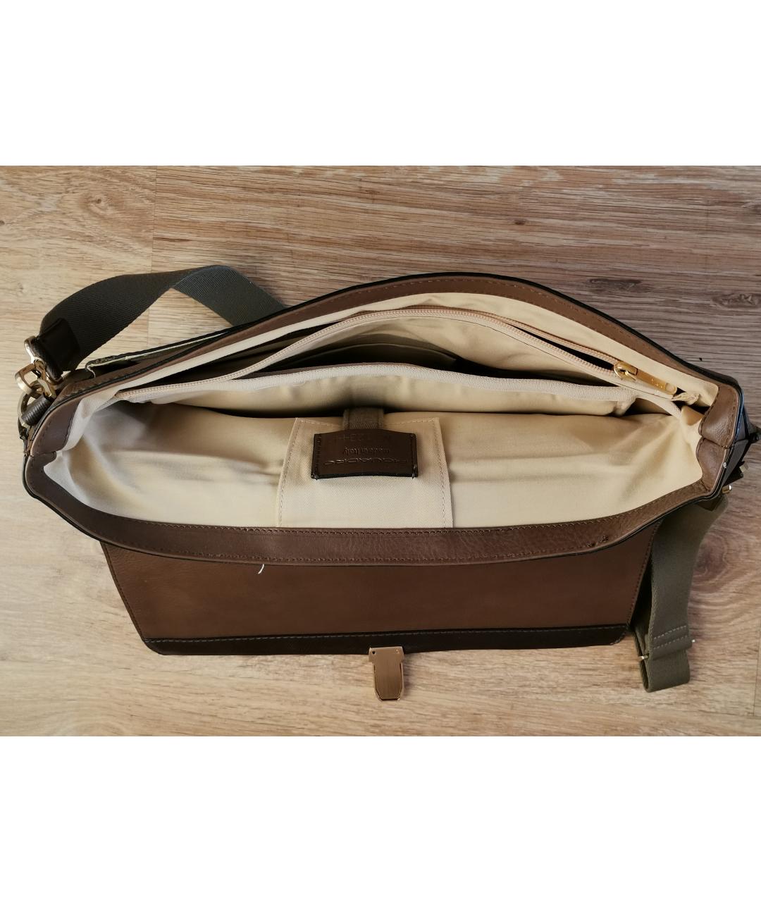 PIQUADRO Коричневый кожаный портфель, фото 3