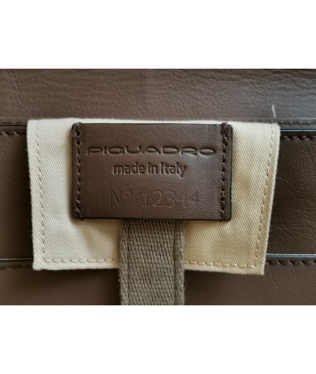 PIQUADRO Коричневый кожаный портфель, фото 4