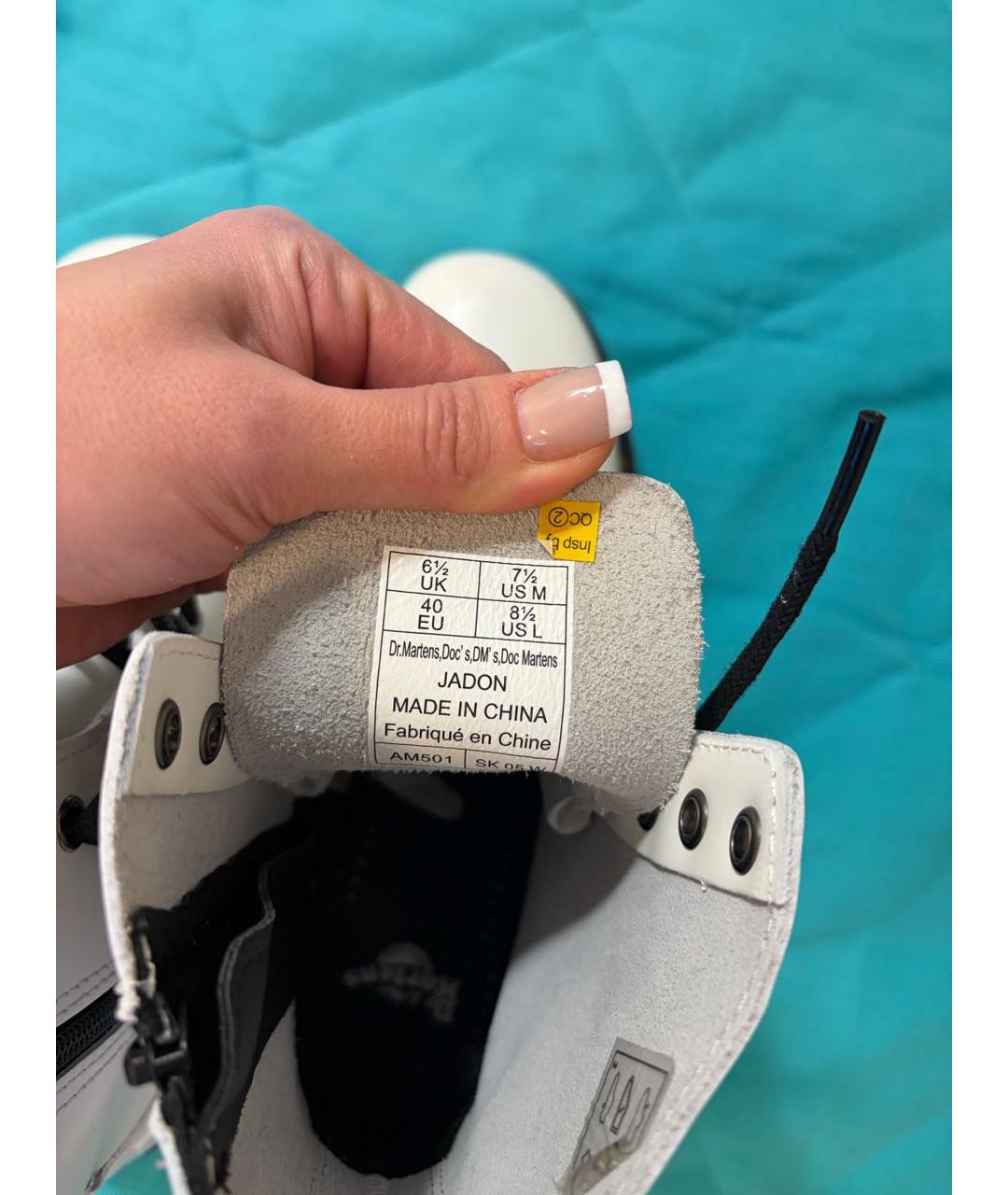 DR. MARTENS Белые кожаные ботинки, фото 6