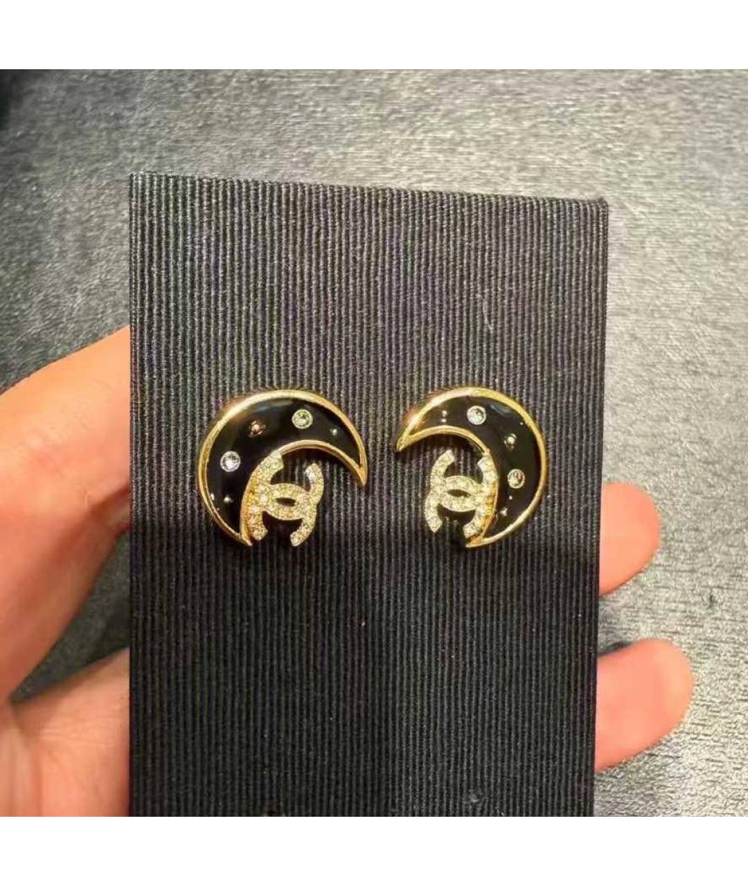 CHANEL Черные металлические серьги, фото 3