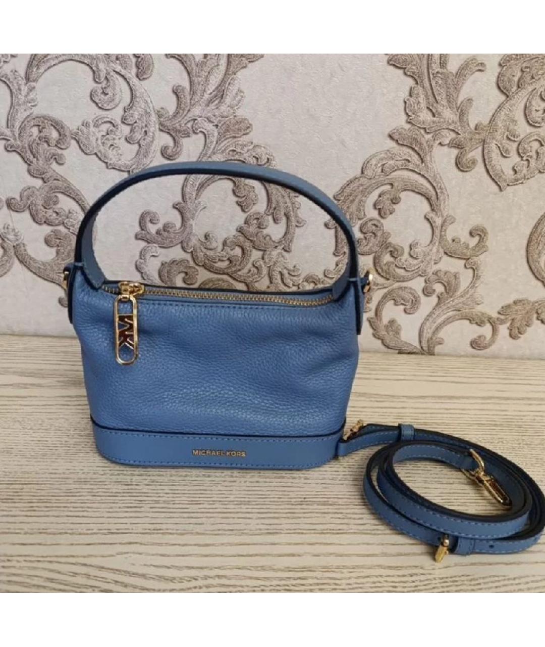 MICHAEL KORS Голубая кожаная сумка с короткими ручками, фото 5