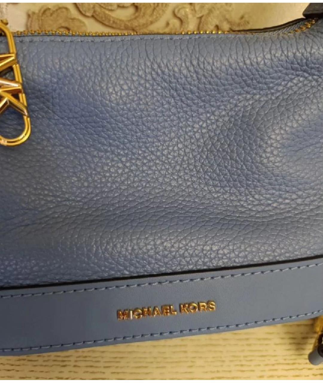 MICHAEL KORS Голубая кожаная сумка с короткими ручками, фото 3