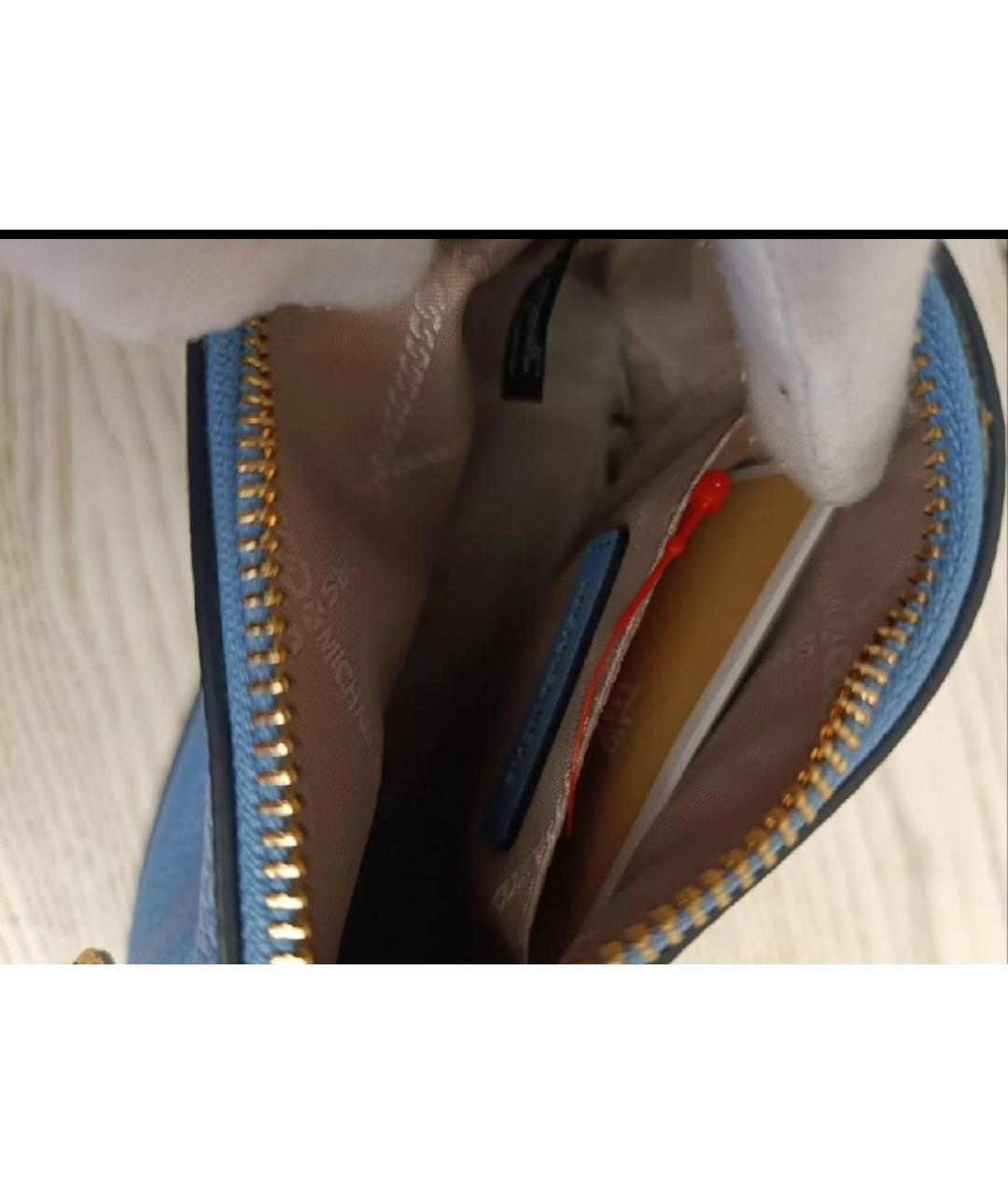 MICHAEL KORS Голубая кожаная сумка с короткими ручками, фото 4