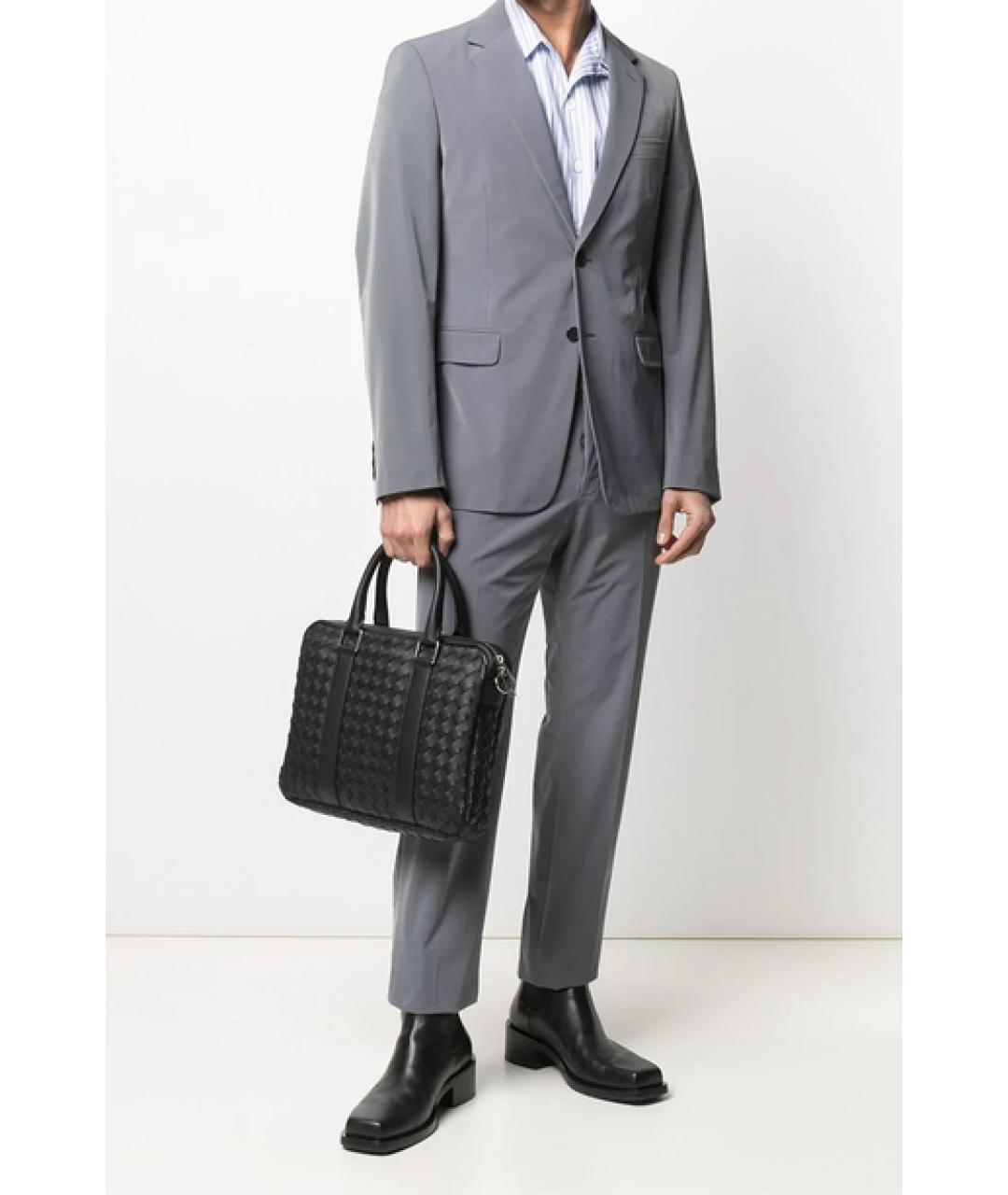 BOTTEGA VENETA Черная кожаная папка для документов, фото 3