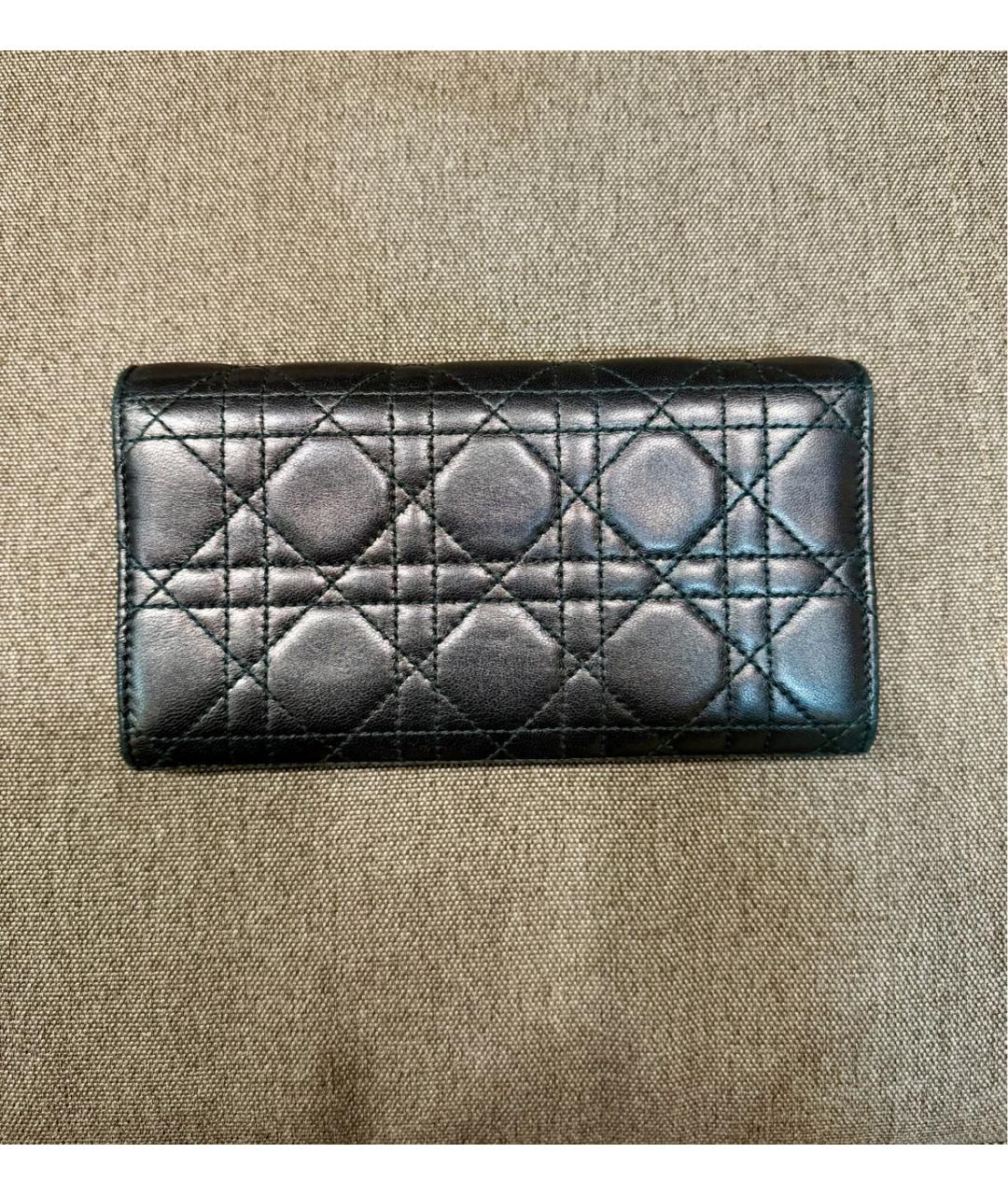 CHRISTIAN DIOR Черный кожаный кошелек, фото 2