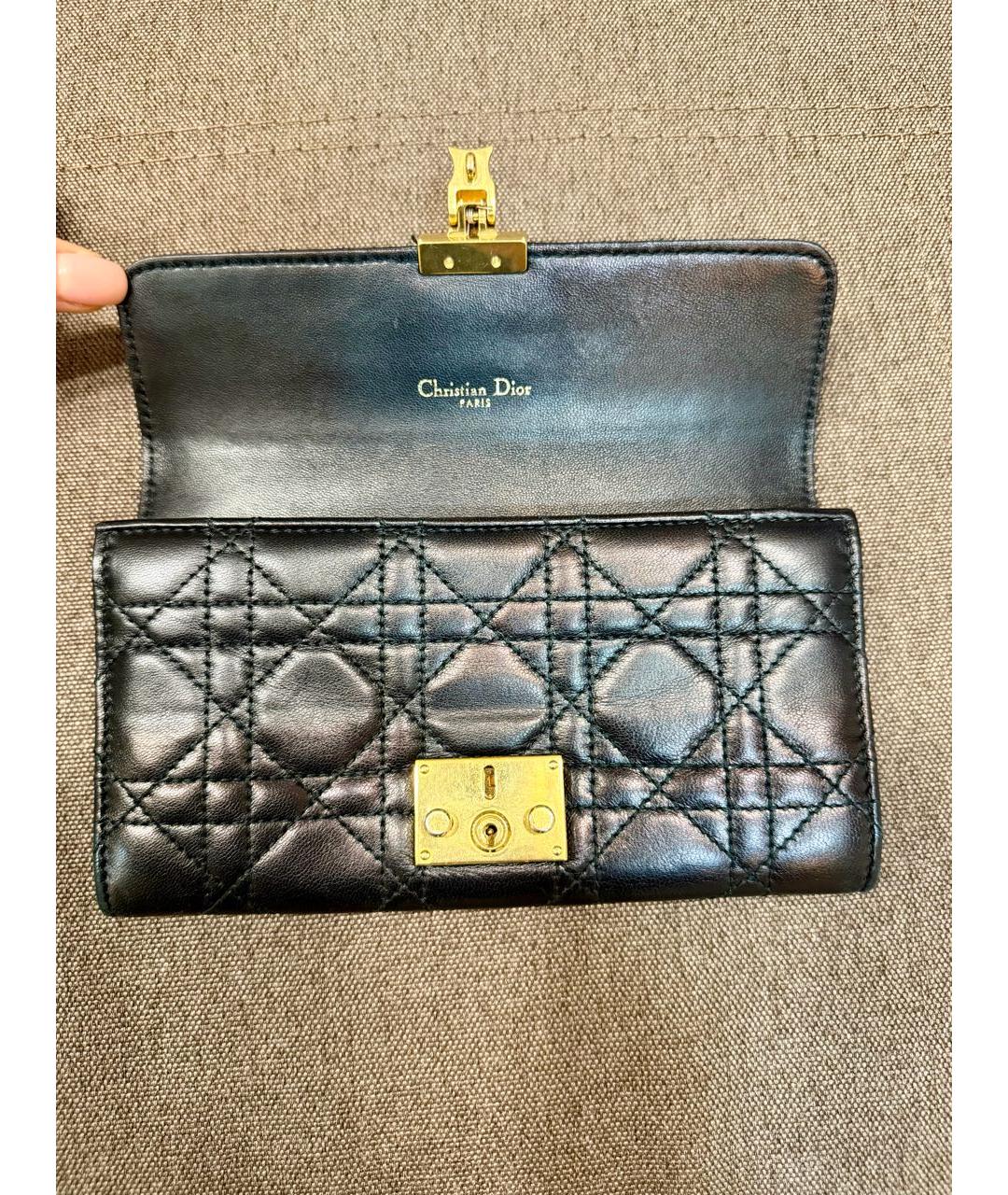 CHRISTIAN DIOR Черный кожаный кошелек, фото 8