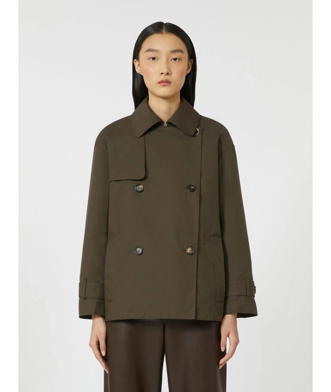 'S MAX MARA Зеленый хлопковый тренч/плащ, фото 3