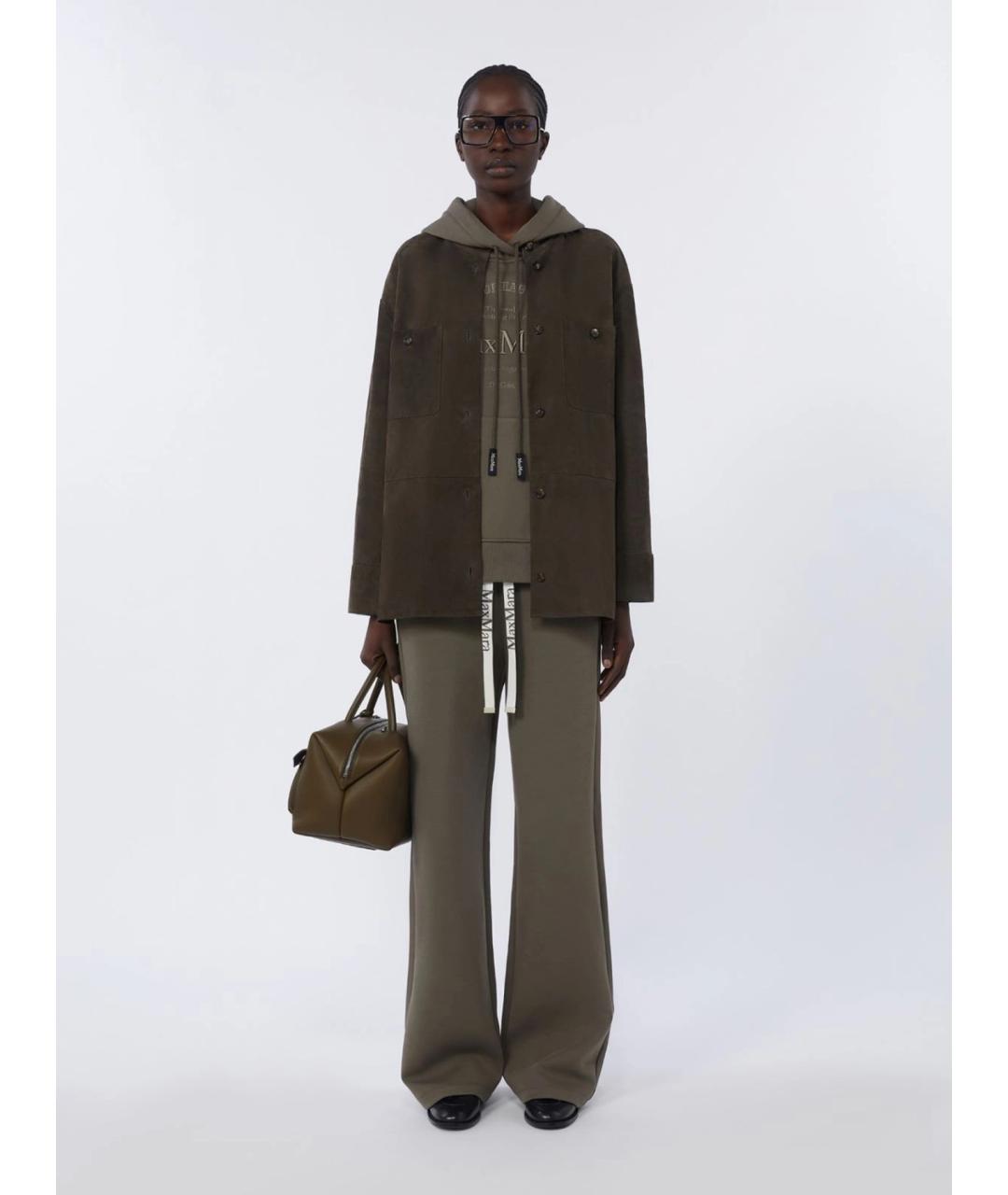 'S MAX MARA Зеленые хлопковые прямые брюки, фото 2