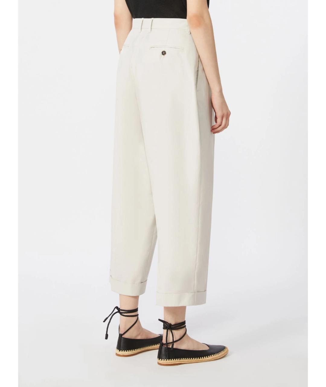 'S MAX MARA Бежевые хлопковые брюки широкие, фото 3