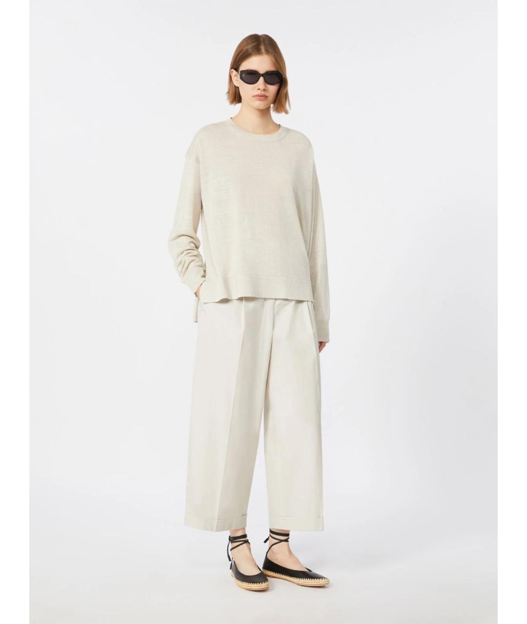 'S MAX MARA Бежевые хлопковые брюки широкие, фото 2