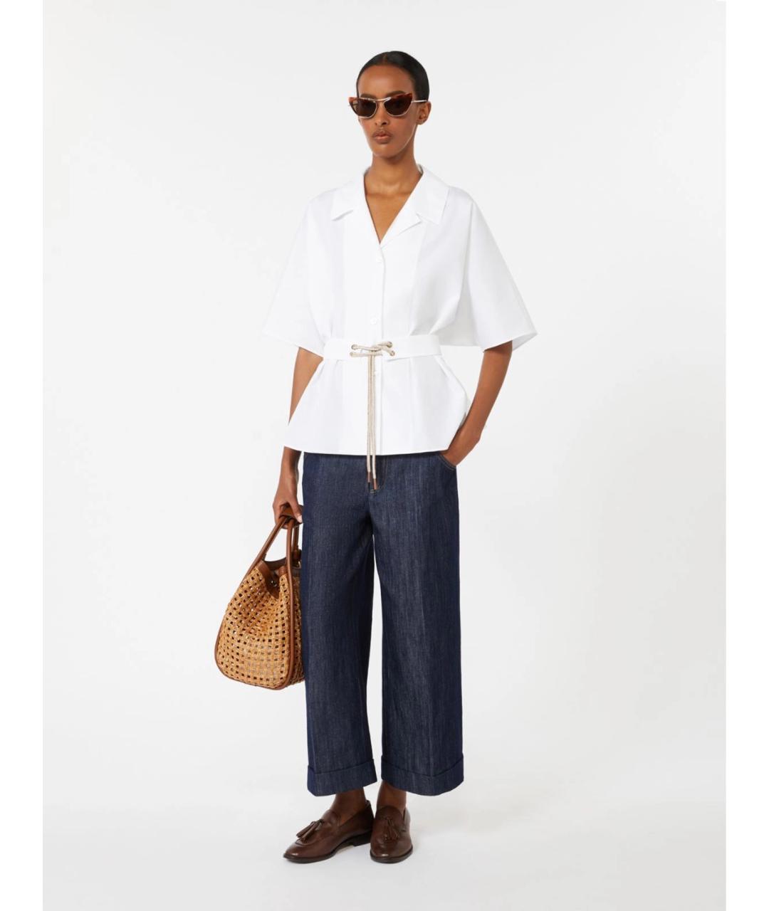 'S MAX MARA Белая хлопковая рубашка, фото 2