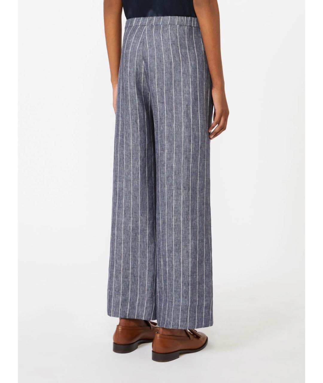 'S MAX MARA Синие льняные прямые брюки, фото 3