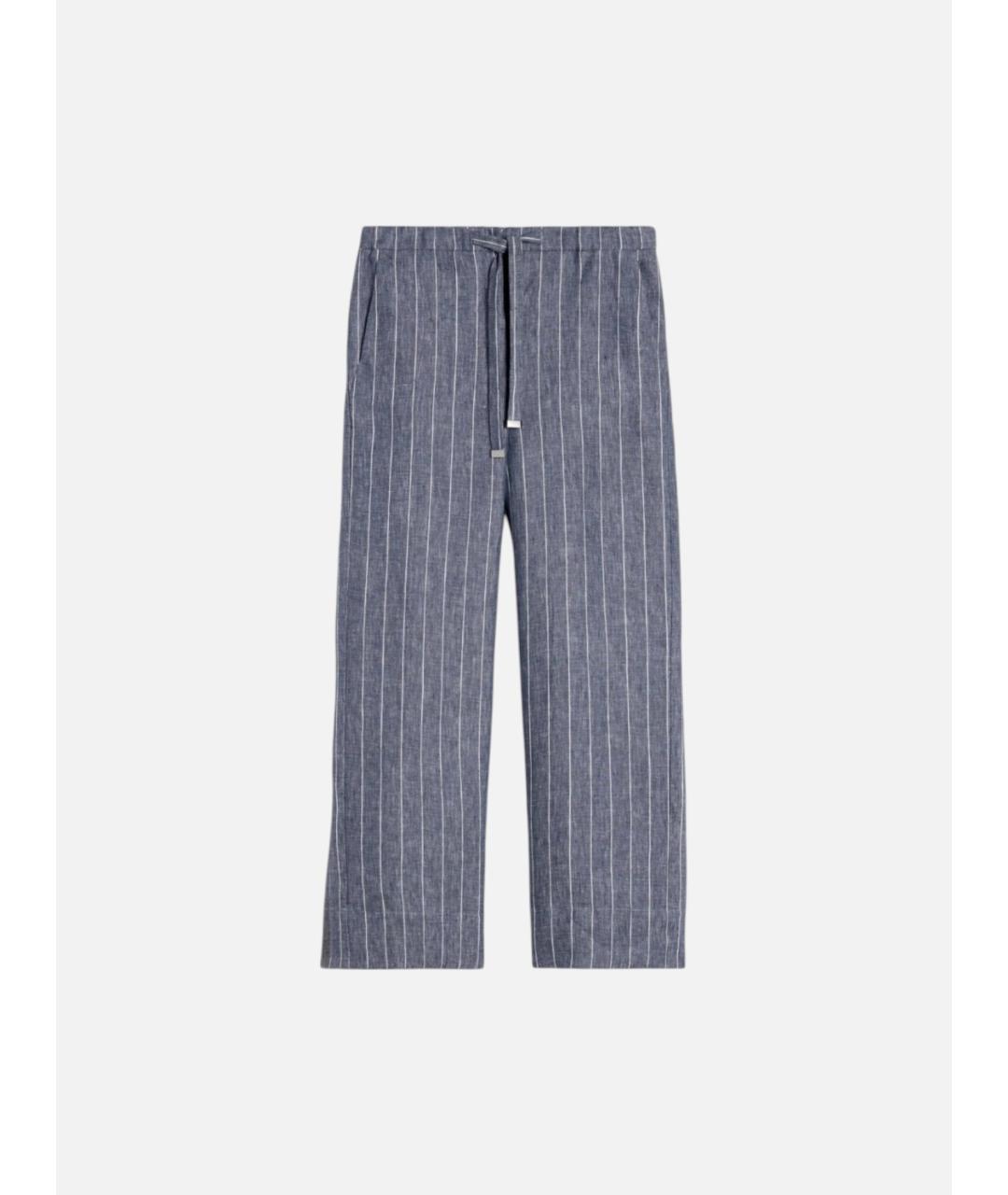 'S MAX MARA Синие льняные прямые брюки, фото 4