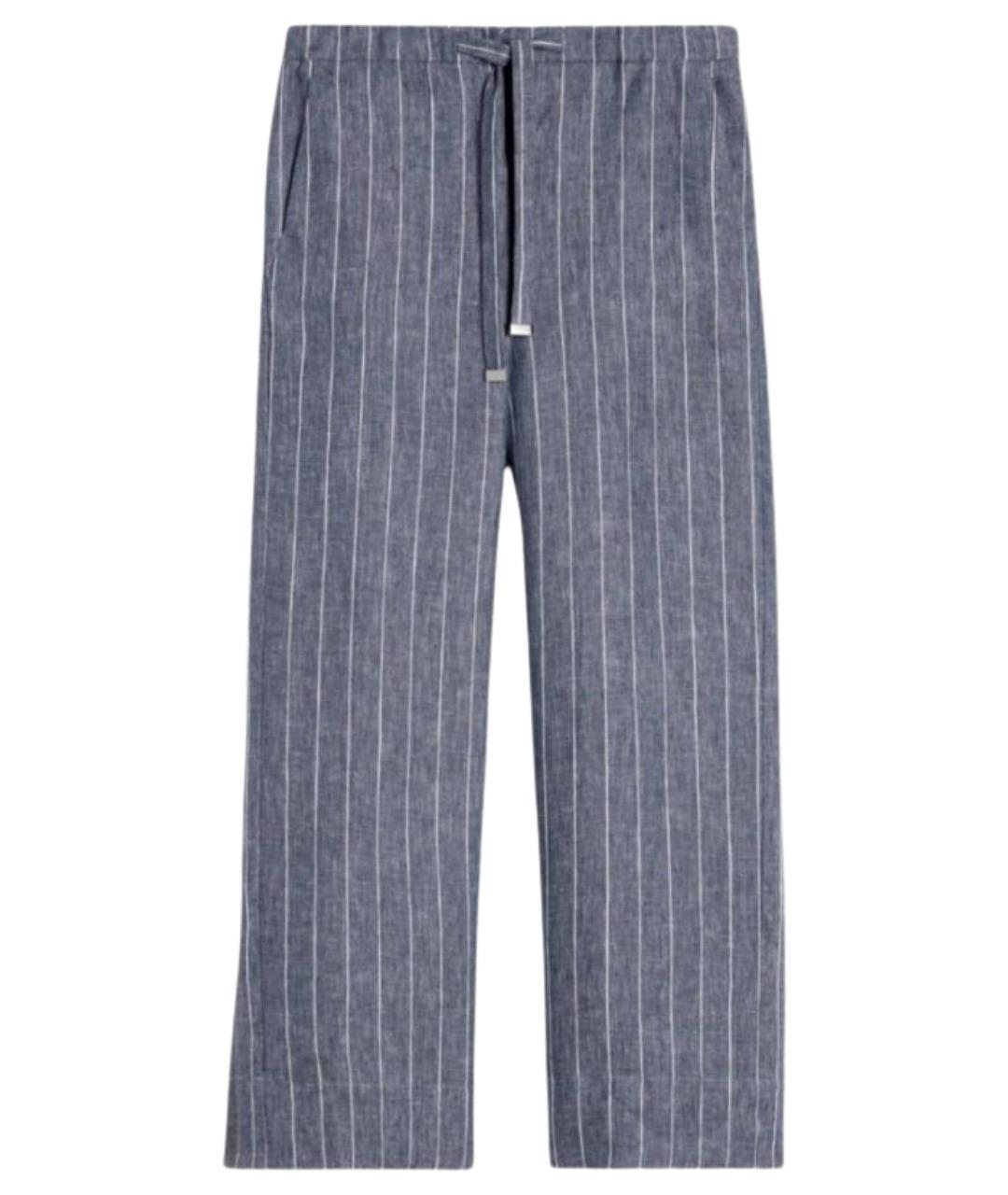'S MAX MARA Синие льняные прямые брюки, фото 1