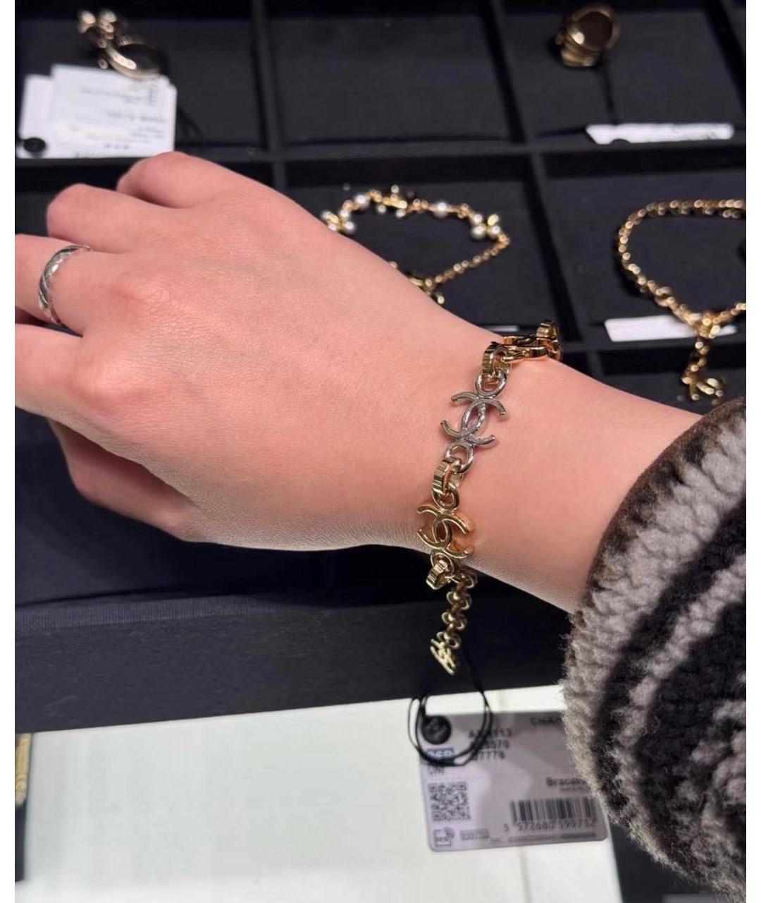CHANEL Золотой металлический браслет, фото 3