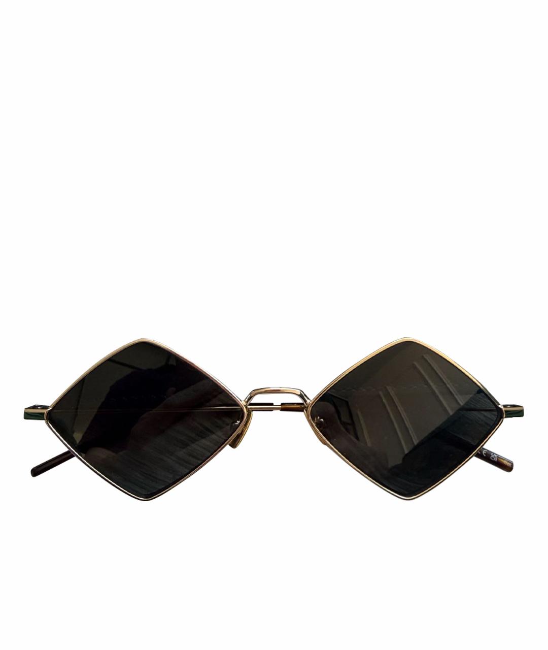 SAINT LAURENT Золотые металлические солнцезащитные очки, фото 1