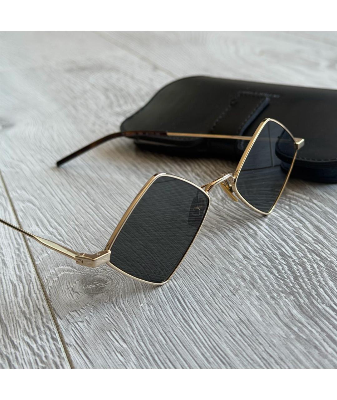 SAINT LAURENT Золотые металлические солнцезащитные очки, фото 2