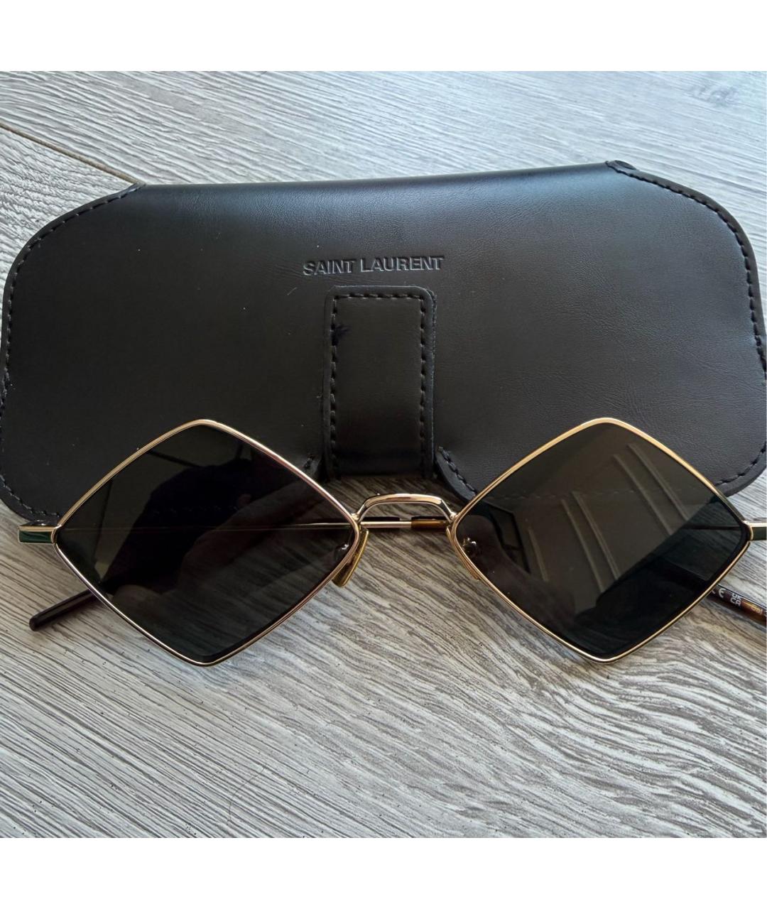 SAINT LAURENT Золотые металлические солнцезащитные очки, фото 3