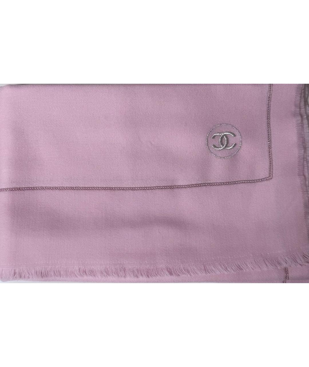 CHANEL Розовый шерстяной шарф, фото 5