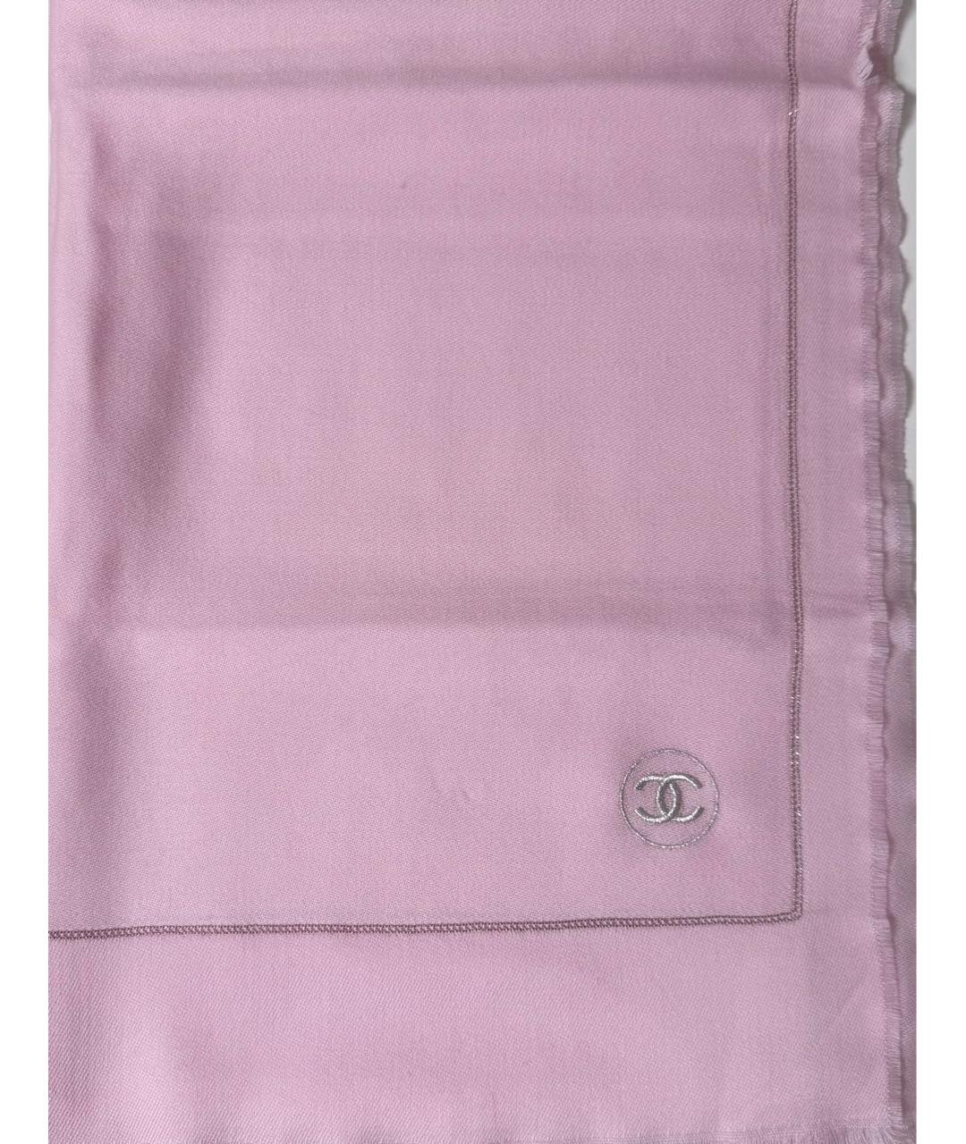 CHANEL Розовый шерстяной шарф, фото 2