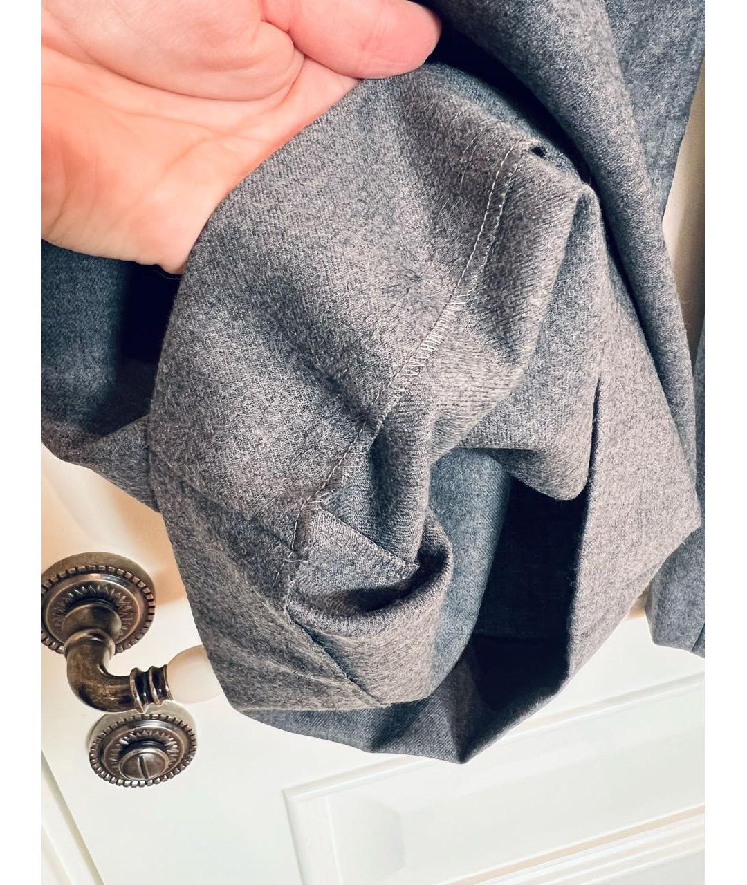 WEEKEND MAX MARA Серые шерстяные брюки широкие, фото 6