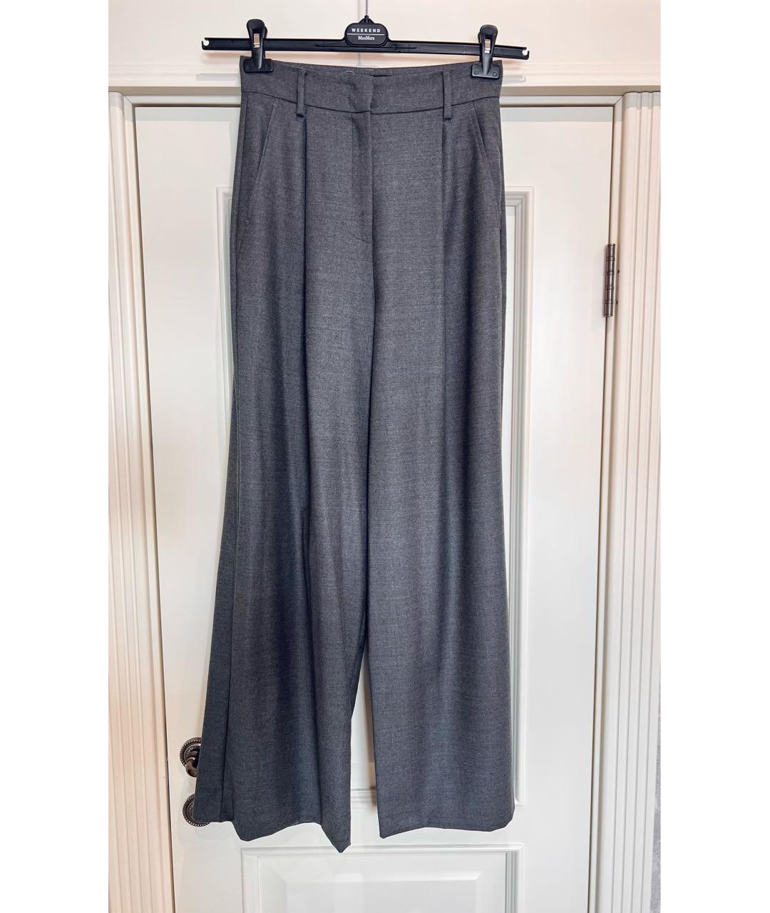 WEEKEND MAX MARA Серые шерстяные брюки широкие, фото 9