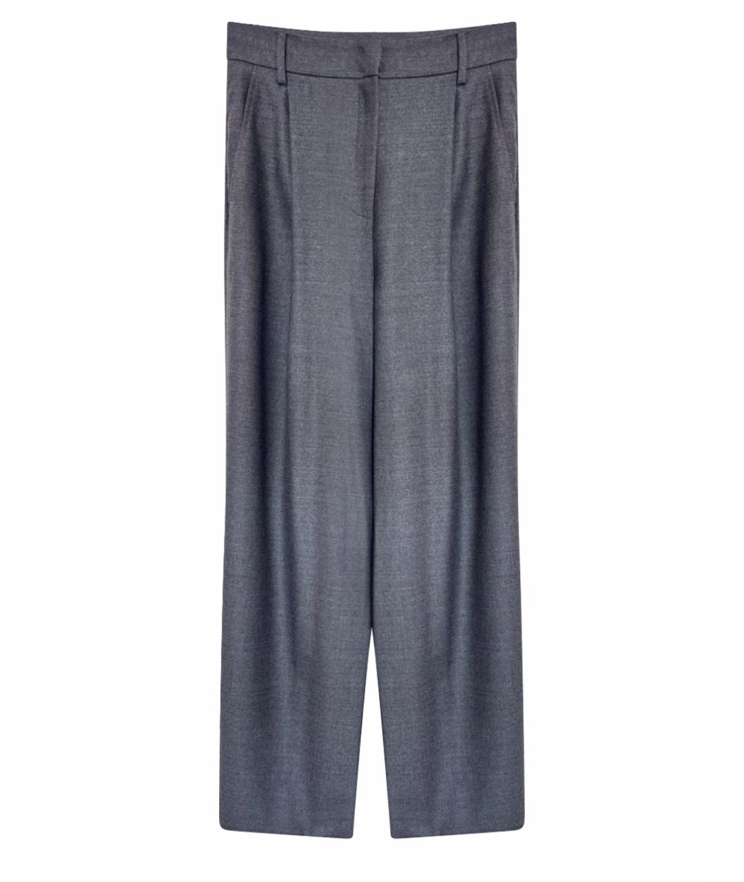 WEEKEND MAX MARA Серые шерстяные брюки широкие, фото 1