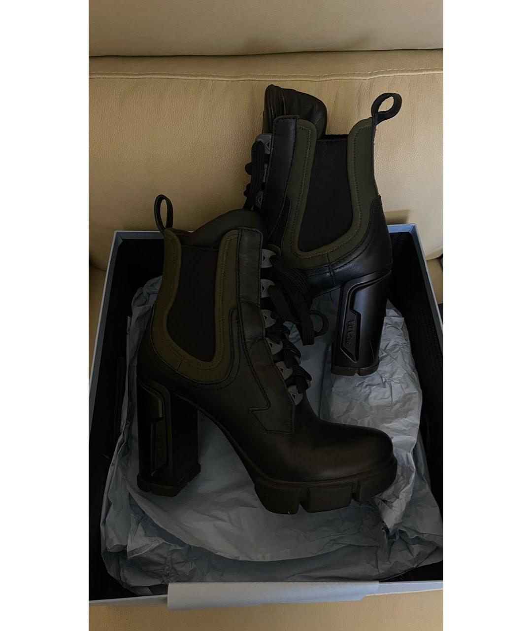 PRADA Черные кожаные ботинки, фото 9