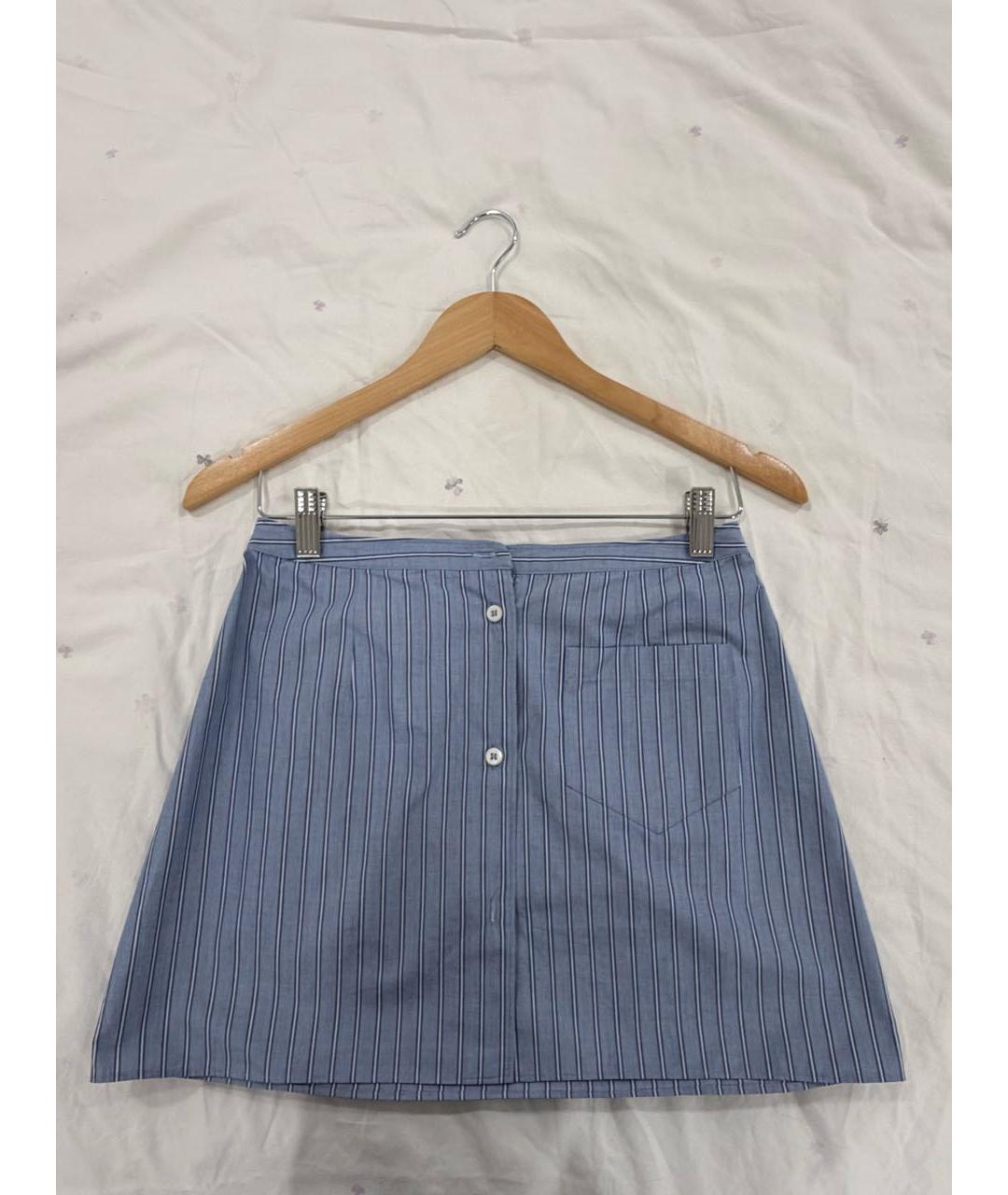 PRADA Голубая хлопковая юбка мини, фото 5