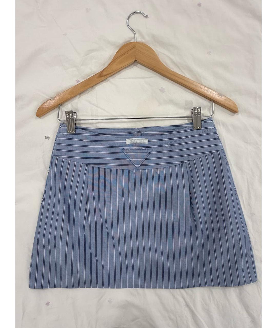 PRADA Голубая хлопковая юбка мини, фото 2